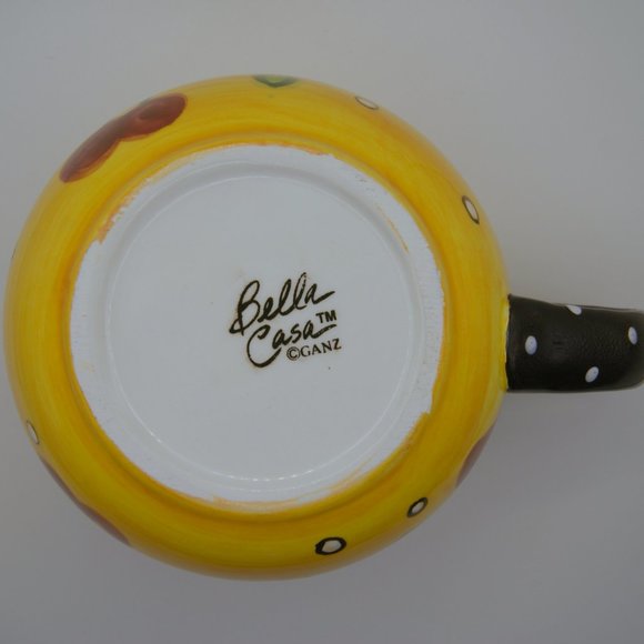 Bella Casa Cherry and Polka Dot Yellow Coffee Mug - Picture 3 of 3